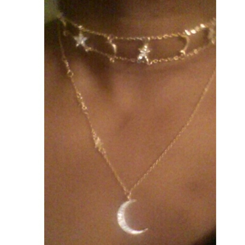 gold double layer  choker necklace